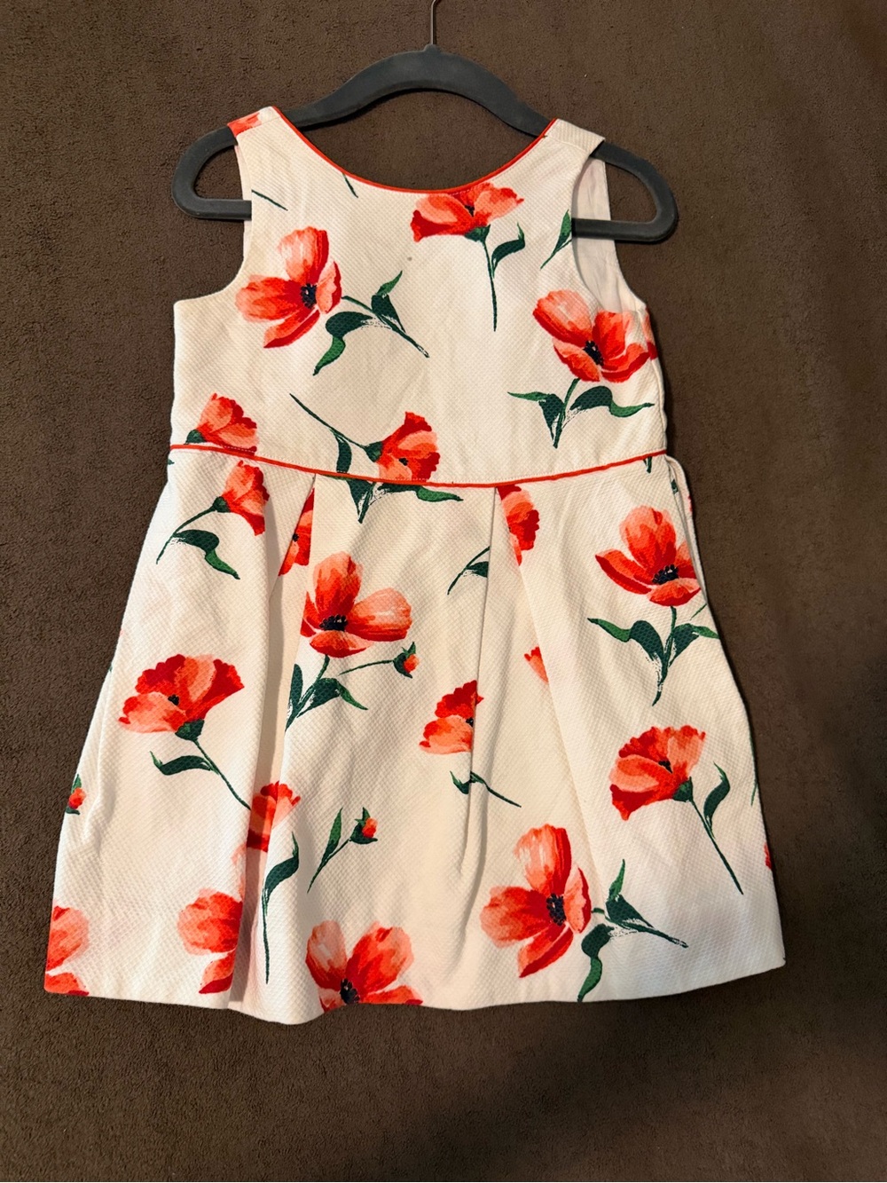Janie and Jack White Dress with Red Floral Poppy Print